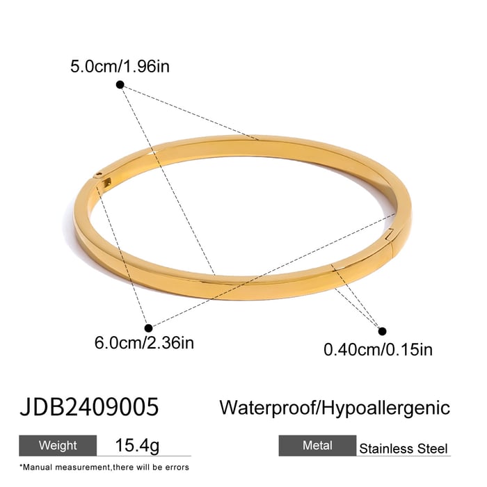 1 Piece Simple Classic Style Geometric Shape Stainless Steel  Gold Color Women's Bangle 